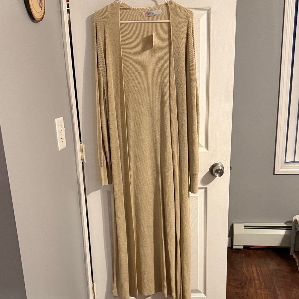 Women's Beige Long Cardigan Sweater